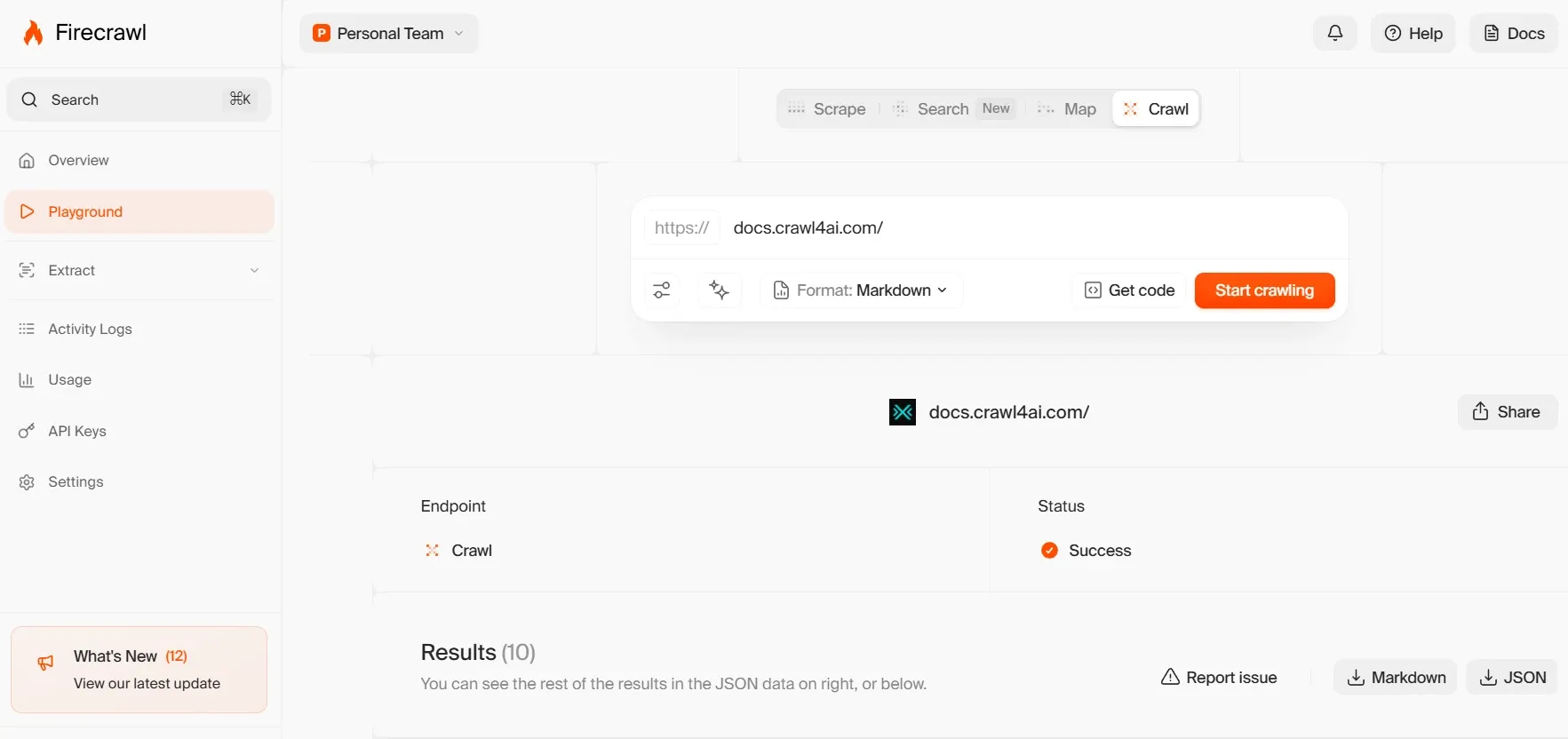 Firecrawl batch crawling API and structured JSON extraction