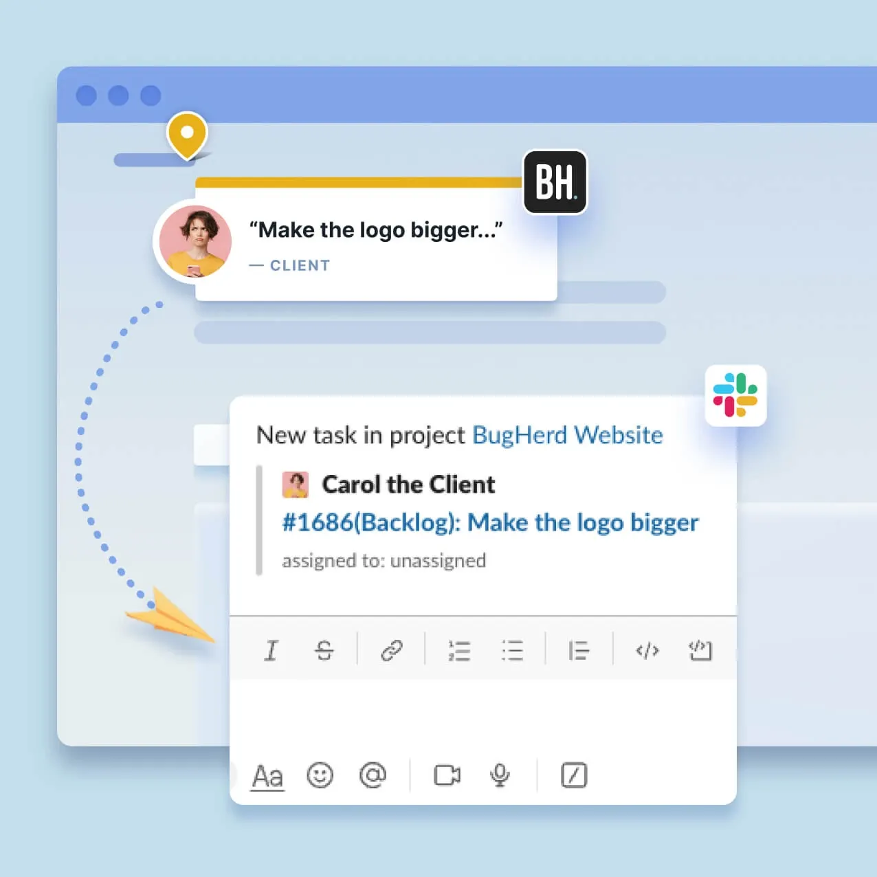 BugHerd task tracking and Slack workflow integration