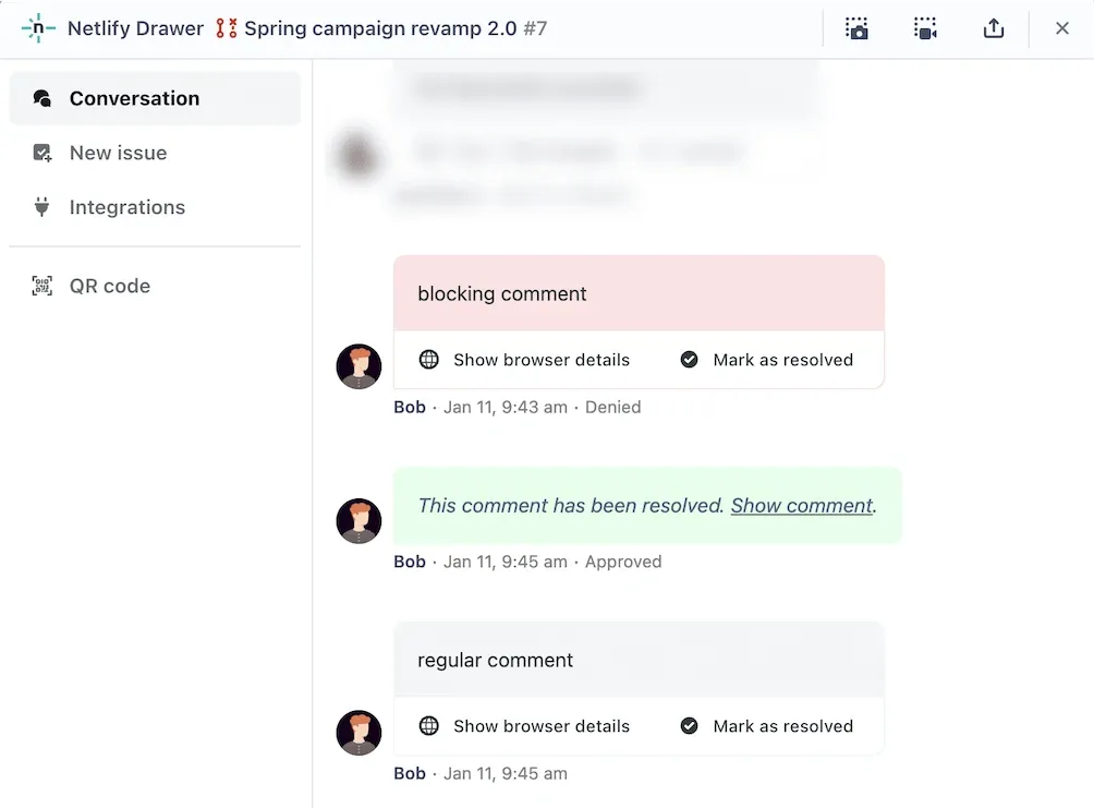 Netlify collaborative deploy previews and visual feedback drawer