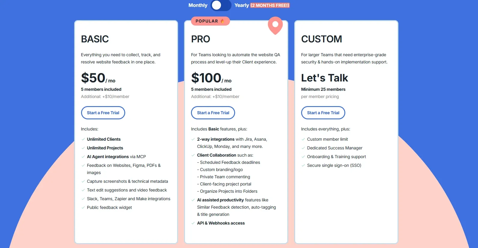 BugHerd official pricing plans and member limits
