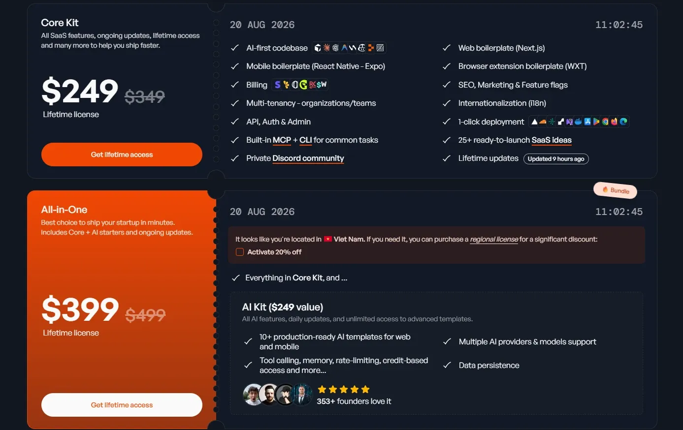 TurboStarter official license and lifetime access plans