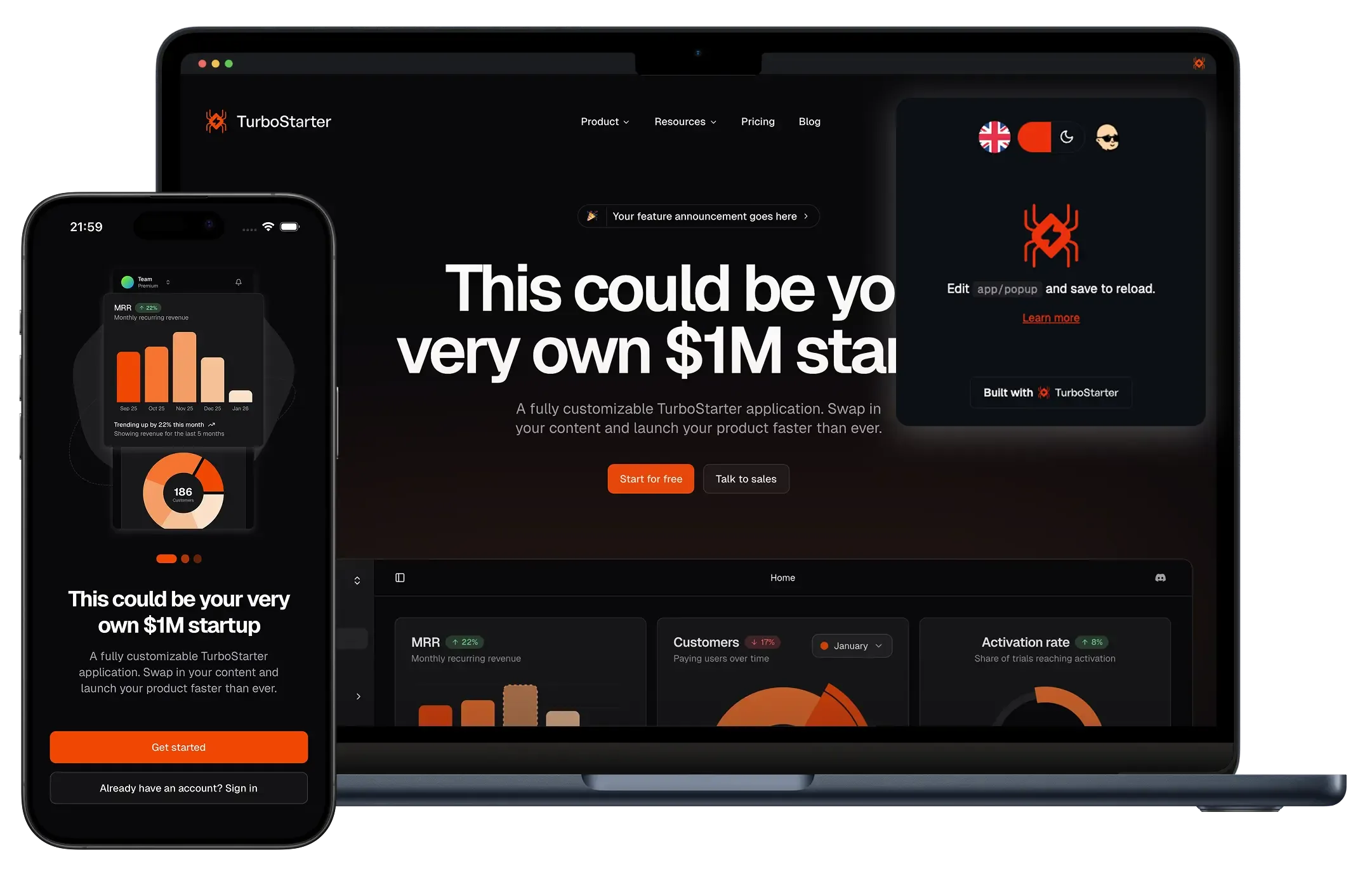 TurboStarter Supabase auth, Stripe billing, and AI templates
