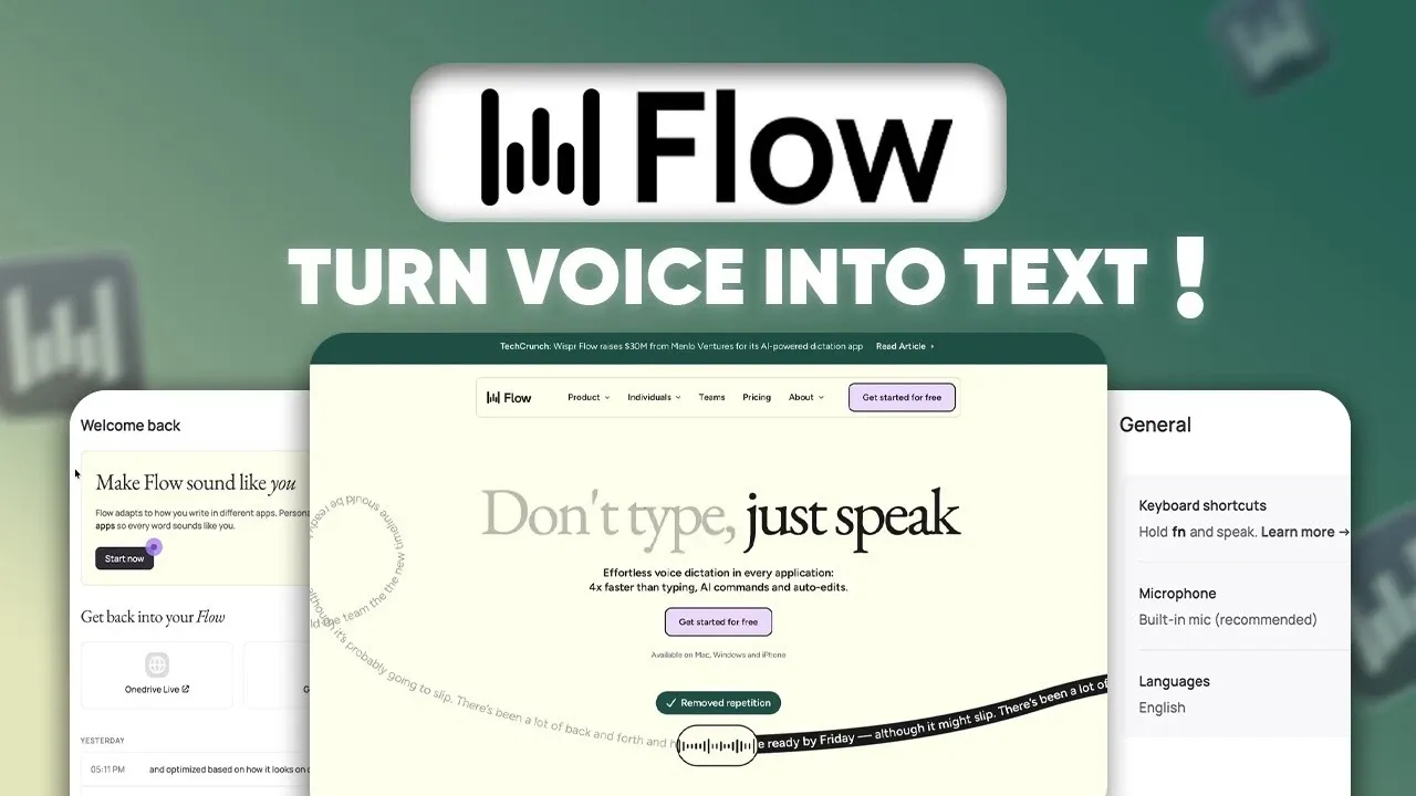 Wispr Flow AI voice dictation overlay and context-aware editor